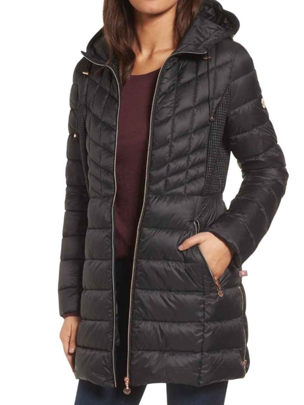 Bernardo Hooded Primaloft Packable Coat Black Size M